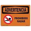 Signmission Safety Sign, OSHA WARNING, 10" Height, Rigid Plastic, No Swimming Allowed Spanish, Landscape OS-WS-P-1014-L-12720